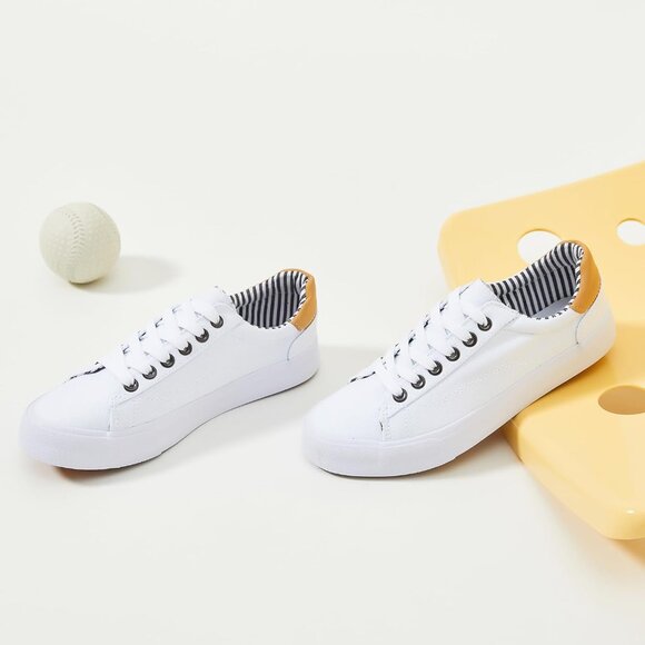 Womens Canvas Tennis Shoes Low Top Casual Sneakers Rubber Sole Comfort - Picture 8 of 9